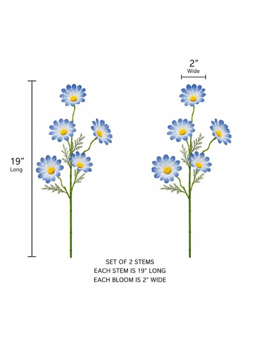 Cosmos Blue Ombre Artificial Wildflowers Set of 2 Farmhouse